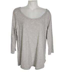Coldwater Creek Womens Top T Shirt Large 14-16 Gray Heathered 3/4 Sleeve Scoop